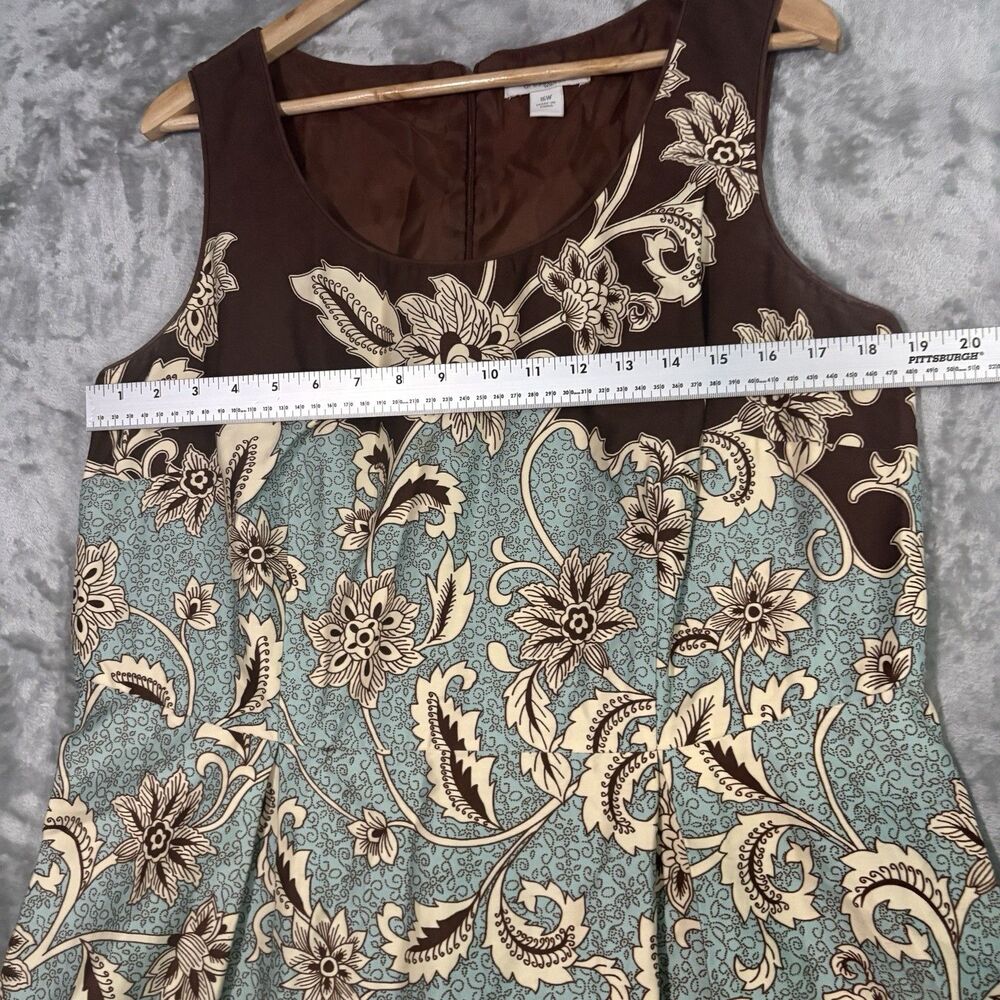 Dressbarn Women's Sleeveless Floral Paisley Dress Plus Size 16W Midi Retro Brown - Picture 5 of 10
